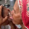 Video of an elderly woman using her tongue to clean a girl’s eyes disgusts the internet